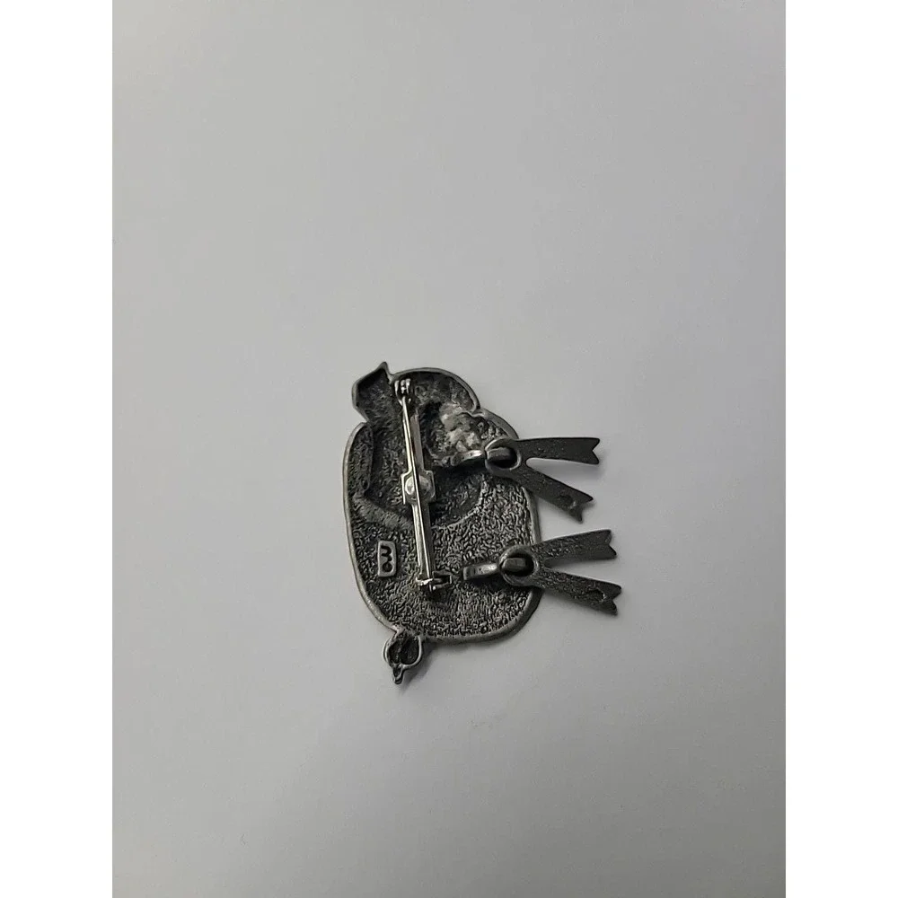 Vintage JJ Jonette Pig Brooch Silver Tone Dangle Articulated Legs Farm Animal